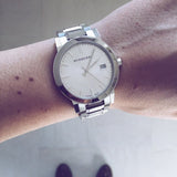  Shop Authentic Burberry The City Silver Dial Silver Steel Strap Watch for Women - BU9000 - Luxxuri