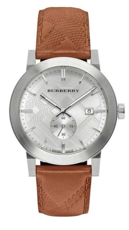  Shop Authentic Burberry The City Silver Dial Brown Leather Strap Watch for Men - BU9904 - Luxxuri