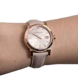  Shop Authentic Burberry The City Beige Dial Beige Leather Strap Watch for Women - BU9109 - Luxxuri