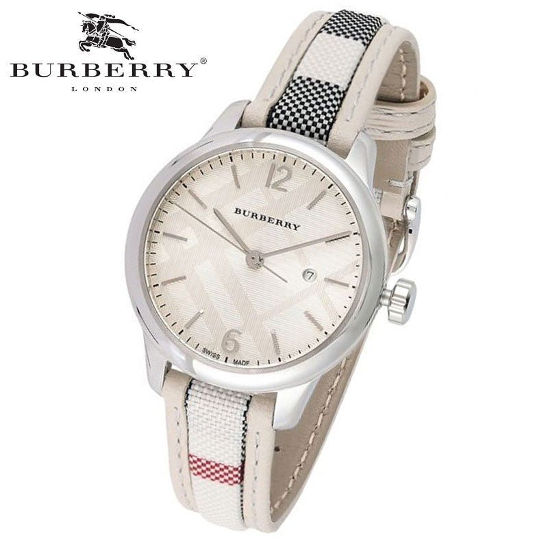  Shop Authentic Burberry The Classic Guilloche Silver Dial Grey Leather Strap Watch for Women - BU10113 - Luxxuri