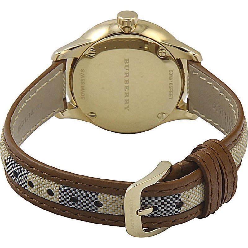  Shop Authentic Burberry The Classic Gold Dial Brown Leather Strap Watch for Women - BU10114 - Luxxuri