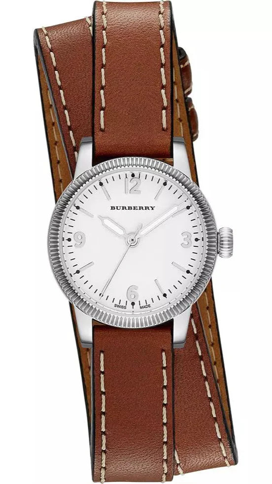  Shop Authentic Burberry Utilitarian White Dial Brown Leather Strap Watch for Women - BU7848 - Luxxuri