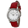  Shop Authentic Burberry The City Silver Dial Red Leather Strap Watch for Women - BU9129 - Luxxuri