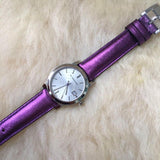  Shop Authentic Burberry The City Silver Dial Purple Leather Strap Watch for Women - BU9122 - Luxxuri