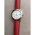 Burberry The City Silver Dial Red Strap Watch for Women - BU9232
