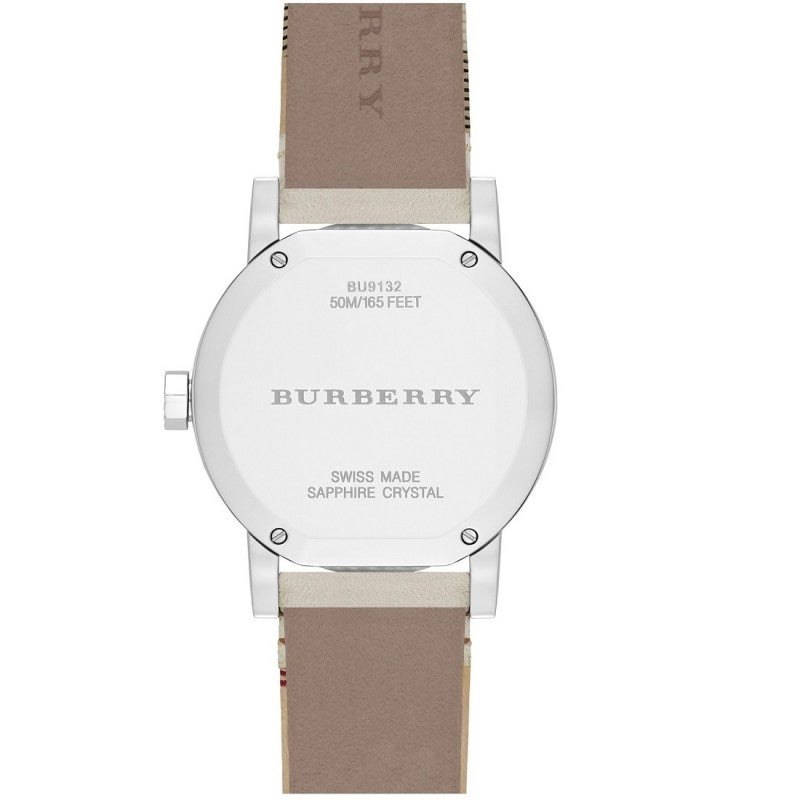  Shop Authentic Burberry The City White Dial Beige Leather Strap Watch for Women - BU9132 - Luxxuri