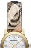  Shop Authentic Burberry The City Diamonds Mother of Pearl Dial Brown Leather Strap Watch for Women - BU9226 - Luxxuri