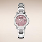  Shop Authentic Burberry The Britain Diamonds Pink Dial Silver Steel Strap Watch for Women - BBY1805 - Luxxuri
