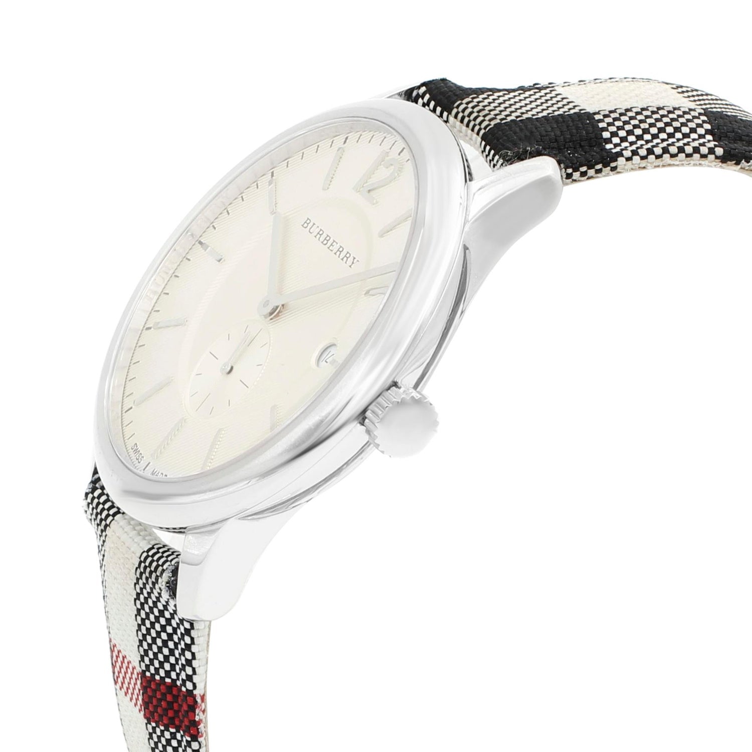 Burberry The Classic Horseferry Silver Dial Black Leather Strap Watch for Men - BU10002