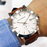  Shop Authentic Burberry The City Silver Dial Brown Leather Strap Watch for Men - BU9904 - Luxxuri