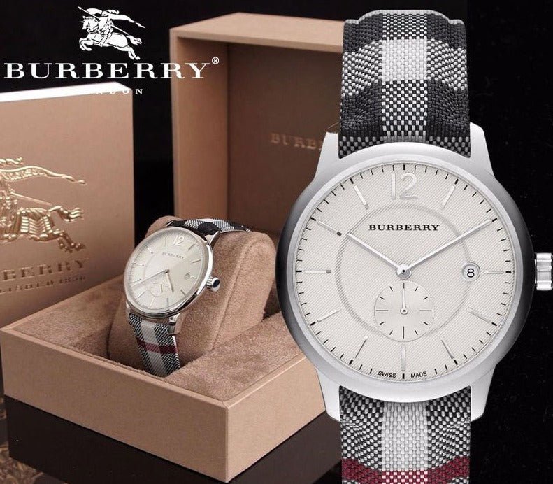  Shop Authentic Burberry The Classic Horseferry Silver Dial Black Leather Strap Watch for Men - BU10002 - Luxxuri