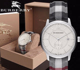  Shop Authentic Burberry The Classic Horseferry Silver Dial Black Leather Strap Watch for Men - BU10002 - Luxxuri