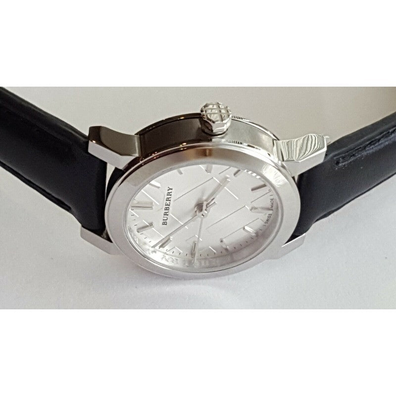  Shop Authentic Burberry The City White Dial Black Leather Strap Watch for Women - BU9206 - Luxxuri