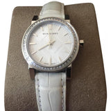  Shop Authentic Burberry The City White Diamonds Dial White Leather Strap Watch for Women - BU9221 - Luxxuri