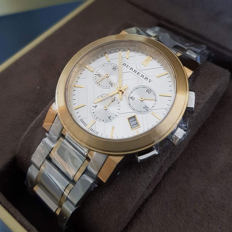  Shop Authentic Burberry The City White Dial Two Tone Steel Strap Watch for Men - BU9751 - Luxxuri