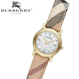  Shop Authentic Burberry The City Diamonds Mother of Pearl Dial Brown Leather Strap Watch for Women - BU9226 - Luxxuri