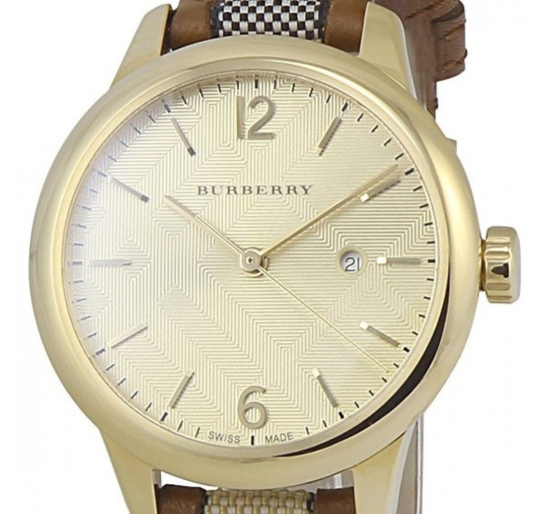  Shop Authentic Burberry The Classic Gold Dial Brown Leather Strap Watch for Women - BU10114 - Luxxuri