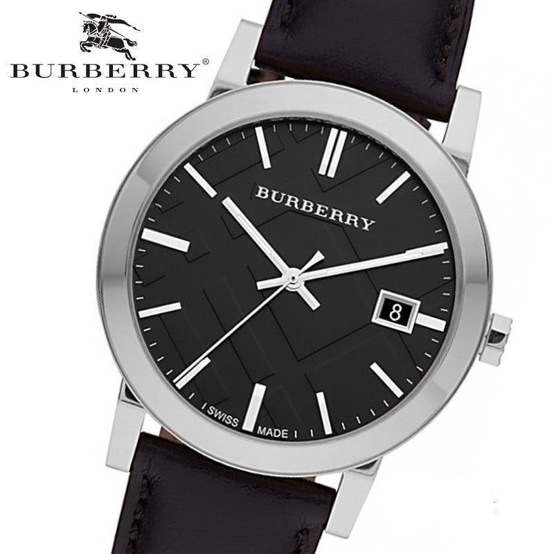  Shop Authentic Burberry The City Black Dial Black Leather Strap Watch for Men - BU9009 - Luxxuri