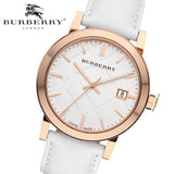  Shop Authentic Burberry The City White Dial White Leather Strap Watch for Women - BU9012 - Luxxuri