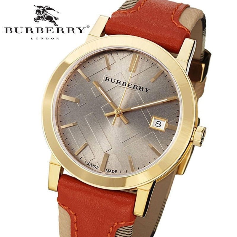  Shop Authentic Burberry The City Gold Dial Orange Leather Strap Watch for Women - BU9016 - Luxxuri