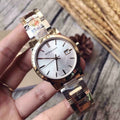 Burberry The City White Dial Gold Steel Strap Watch for Women - BU9103
