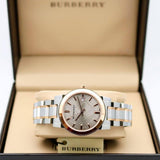  Shop Authentic Burberry The City Diamonds White Dial Two Tone Steel Strap Watch for Women - BU9127 - Luxxuri