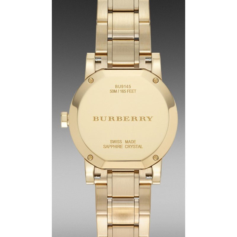  Shop Authentic Burberry The City Gold Dial Gold Steel Strap Watch for Women - BU9145 - Luxxuri