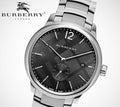 Burberry The Classic Round Black Dial Silver Steel Strap Watch for Men - BU10005