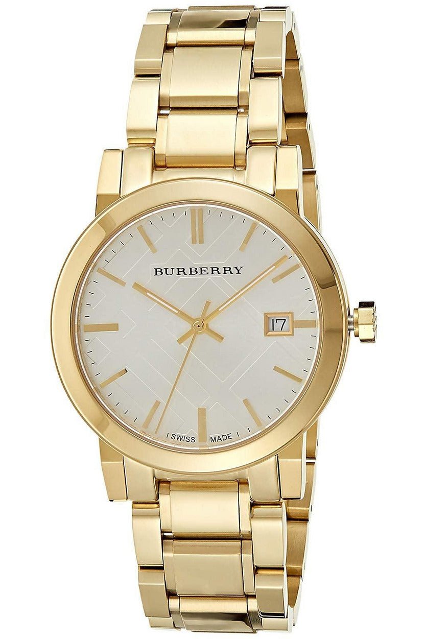  Shop Authentic Burberry The City Silver Dial Gold Steel Strap Unisex Watch - BU9003 - Luxxuri