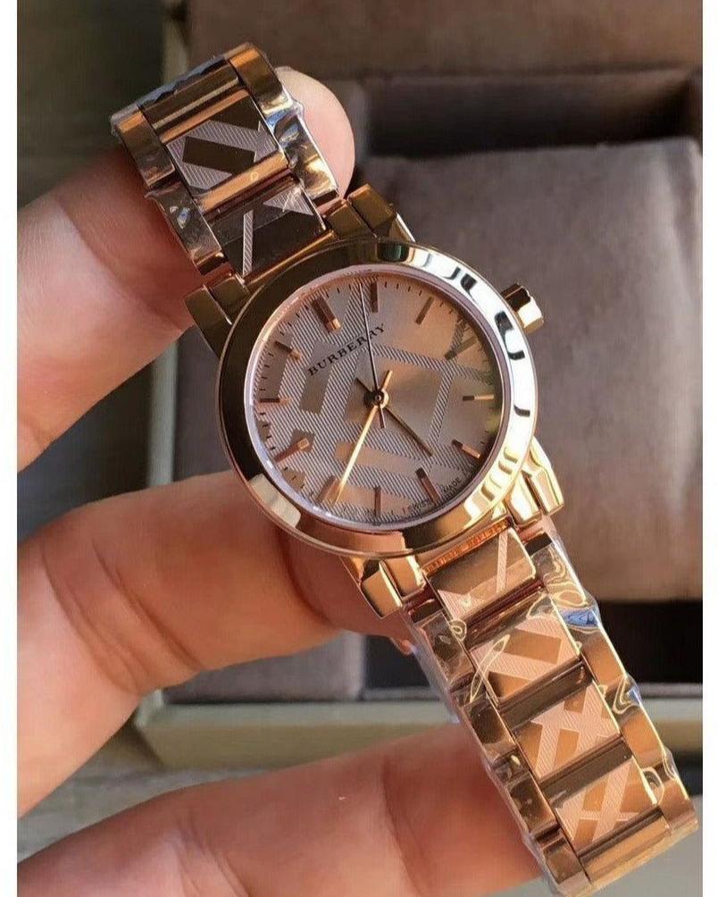  Shop Authentic Burberry The City Rose Gold Dial Rose Gold Steel Strap Watch for Women - BU9235 - Luxxuri