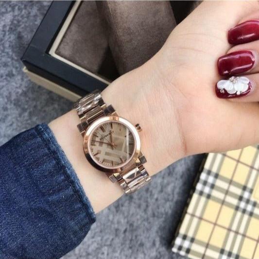  Shop Authentic Burberry The City Rose Gold Dial Rose Gold Steel Strap Watch for Women - BU9235 - Luxxuri