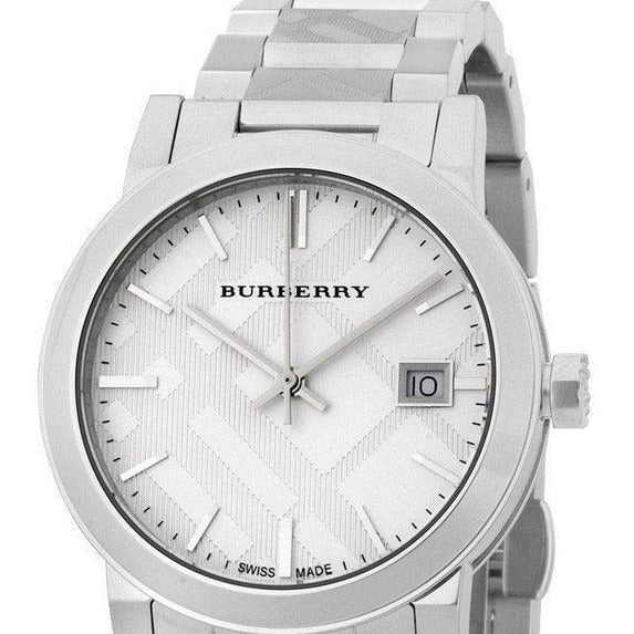  Shop Authentic Burberry The City White Dial Silver Steel Strap Watch for Women - BU9144 - Luxxuri