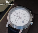  Shop Authentic Burberry The City Chronograph White Dial Black Leather Strap Watch for Men - BU9355 - Luxxuri