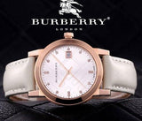  Shop Authentic Burberry The City Diamonds White Dial White Leather Strap Watch for Women - BU9130 - Luxxuri