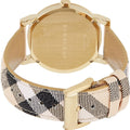  Shop Authentic Burberry The City Gold Dial Haymarket Brown Leather Strap Watch for Women - BU9219 - Luxxuri