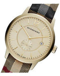 Burberry The Classic Round Gold Dial Brown Leather Strap Unisex Watch - BU10001
