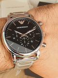  Shop Authentic Emporio Armani Luigi Black Dial Silver Steel Strap Watch For Men - AR1894 - Luxxuri