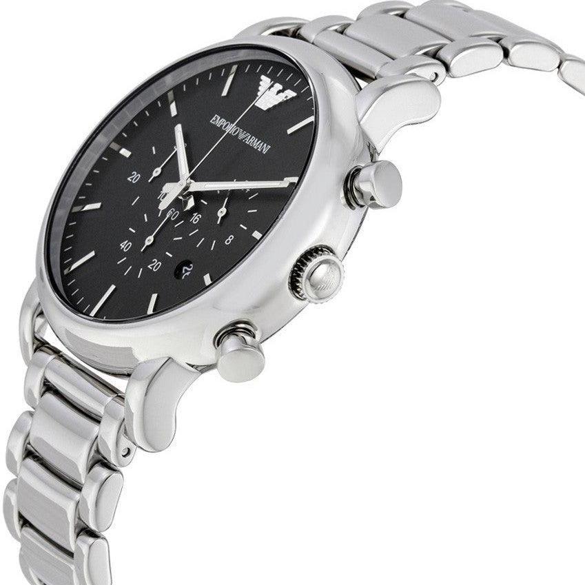  Shop Authentic Emporio Armani Luigi Black Dial Silver Steel Strap Watch For Men - AR1894 - Luxxuri