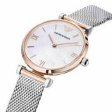  Shop Authentic Emporio Armani Retro Mother of Pearl Dial Silver Mesh Bracelet Watch For Women - AR2067 - Luxxuri
