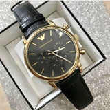  Shop Authentic Emporio Armani Luigi Chronograph Black Dial Black Leather Watch For Men - AR1917 - Luxxuri