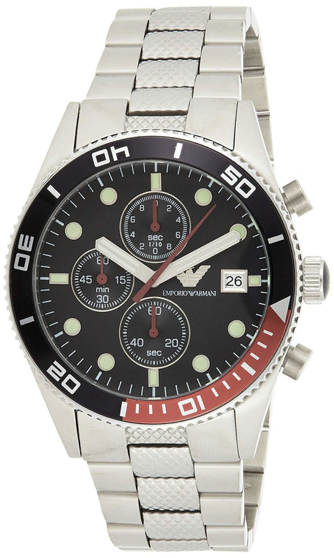  Shop Authentic Emporio Armani Chronograph Black Dial Silver Stainless Steel Watch For Men - AR5855 - Luxxuri