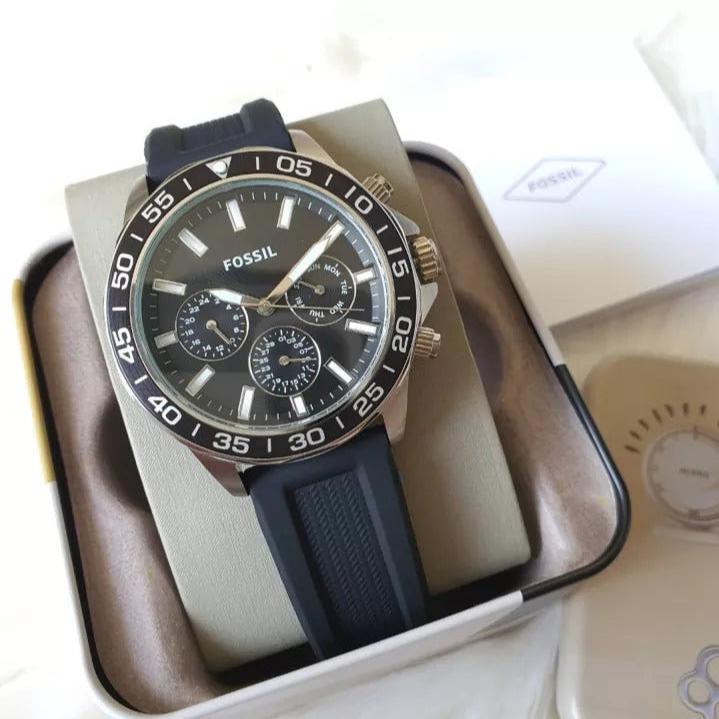  Shop Authentic Fossil Bannon Multifunction Black Dial Black Silicone Strap Watch for Men - BQ2494 - Luxxuri