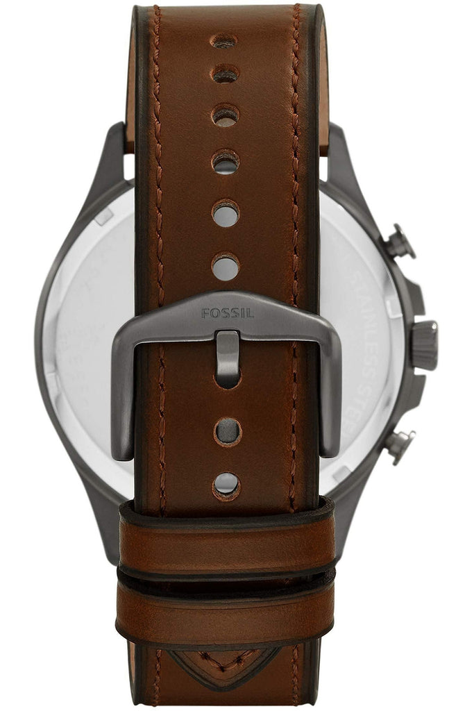 Fossil Forrester Chronograph Grey Dial Brown Leather Strap Watch for Men - FS5815