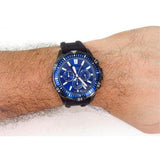  Shop Authentic Fossil Garrett Chronograph Blue Dial Black Rubber Strap Watch for Men - FS5695 - Luxxuri