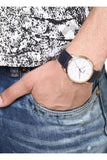  Shop Authentic Fossil The Minimalist Slim White Dial Blue Leather Strap Watch for Men - FS5371 - Luxxuri