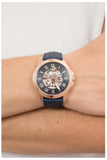  Shop Authentic Fossil Grant Automatic Skeleton Blue Dial Blue Leather Strap Watch for Men - ME3102 - Luxxuri