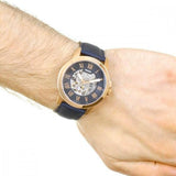  Shop Authentic Fossil Grant Automatic Skeleton Blue Dial Blue Leather Strap Watch for Men - ME3102 - Luxxuri