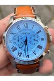  Shop Authentic Fossil Grant Chronograph Blue Dial Brown Leather Strap Watch for Men - FS5184 - Luxxuri