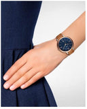  Shop Authentic Fossil Jacqueline Three Hand Date Luggage Blue Dial Brown Leather Strap Watch for Women - ES4274 - Luxxuri