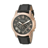  Shop Authentic Fossil Grant Chronograph Grey Dial Black Leather Strap Watch for Men - FS5085 - Luxxuri